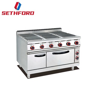 Placa caliente comercial multifuncional de acero inoxidable, 6 quemadores, rango eléctrico con horno de estufa - Product Image 1