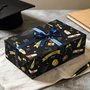 Graduation Wrapping <b>Paper</b> Black Gold Wrapping <b>Paper</b> copperplate wrapping <b>paper</b> Balloon graduation cap <b>pattern</b> wrapping <b>paper</b> - Product Image 1