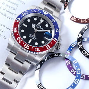 Montre personnalisée avec logo, NH35, montres vintage Sub, lunette rouge et bleue, étanche à 300 mètres, montre de plongée, aiguilles lumineuses, montre-bracelet en acier - Product Image 3