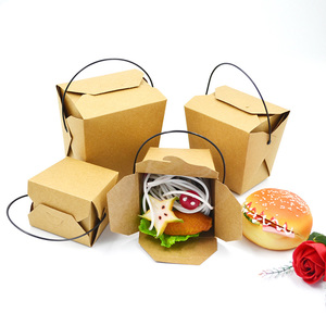Portable kraft paper lunch box disposable takeout packing box fried rice Noodle box