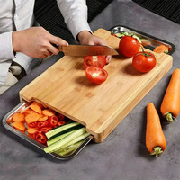 Planche à découper en bambou personnalisée avec tiroirs, planche à découper rectangulaire en bambou pour hacher, adaptée à un usage domestique
