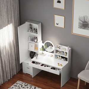 Tùy chỉnh gỗ trang điểm Vanity Set LED thắp sáng gương lưu trữ lớn tủ đơn giản có thể gập lại tủ quần áo cho phòng ngủ phòng tắm - Product Image 2