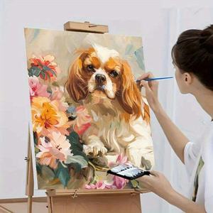 Diytree Brand Hot Selling <span class=keywords><strong>Beagle</strong></span> and Flowers Peinture à l'huile sans cadre Peinture décorative Chien mignon Art Peinture à l'huile numérique - Product Image 6