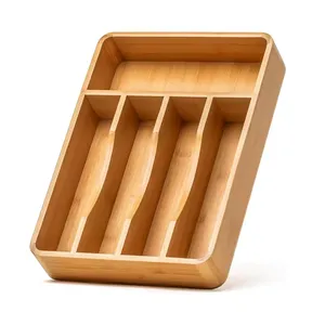 Cutlery Tray Drawer Organizer Kitchen 9 Compartments Drawer Organizer Bamboo Expandable Utensil Silverware Organizer Adjustable Cutlery Tray Organizer Holder