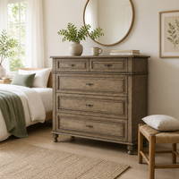Meubles de chambre et de salon modernes durables sur mesure, fabriqués à la main en bois massif biologique, commode à 5 tiroirs, intérieur luxueux, directement de l'usine
