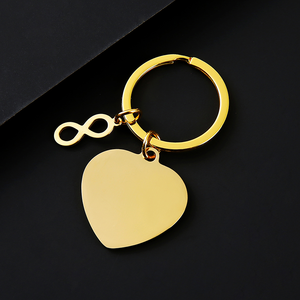 Ywyougang Porte-clés en acier inoxydable 201 avec breloque cœur et symbole infini, personnalisable par gravure, anneau en fer, multicolore pour couples - Product Image 3