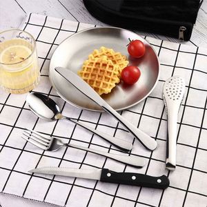 Ensemble de couverts de voyage portables pour pique-nique et camping en plein air, ustensiles en acier inoxydable, assiette, couteau à steak, pince, ensemble de couverts - Product Image 2