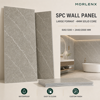 Revêtement mural en SPC à veines de marbre gris MORLENX, panneau décoratif imperméable pour hôtel, villa, hall d'entrée