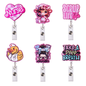 Clip à bobine en acrylique pailleté <span class=keywords><strong>de</strong></span> couleur infirmière, médecin, plat, en plastique, pour badge <span class=keywords><strong>de</strong></span> <span class=keywords><strong>travail</strong></span>, porte-clés, décoration <span class=keywords><strong>de</strong></span> coque <span class=keywords><strong>de</strong></span> téléphone - Product Image 2