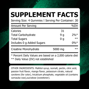 Gomitas de Creatina Monohidrato Vegana Hechas a Medida, 5000mg, Acelera la Recuperación Muscular, Mejora el Rendimiento, 120 Unidades - Product Image 2