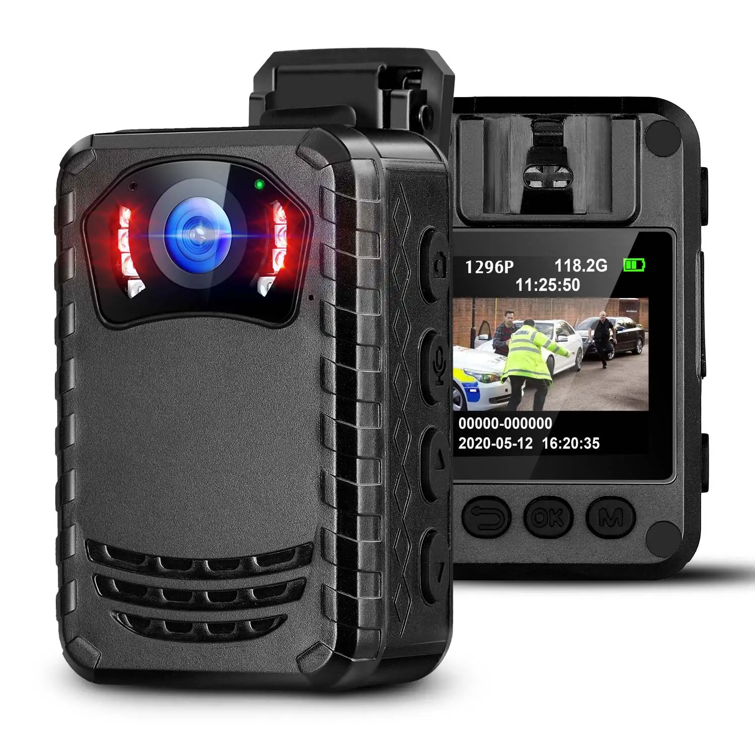 Boblov N9 165 Degree Wide Angle 1296P 2K Law Enforcement Video Audio Record Max 256GB IR Night Vision Security Body Worn Camera