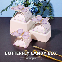 Élégante boîte à dragées carrée en carton, motif papillon ailé ajouré, pour cadeaux de mariage et décoration de fête, de qualité supérieure, réutilisable