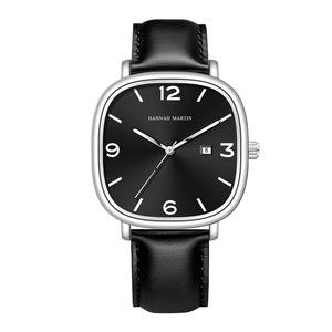 Montre à quartz étanche pour homme, tendance mode, bracelet en cuir carré, calendrier étudiant - Product Image 2