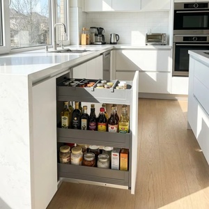 Cestello Estraibile Moderno per Armadio, Massimizza l'Accessibilità degli Oggetti, Cestello Scorrevole da <span class=keywords><strong>Cucina</strong></span> a 3 Livelli, Organizzatore in Metallo per <span class=keywords><strong>Dispensa</strong></span>, 1 Anno di Garanzia - Product Image 1