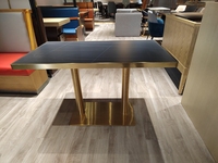 Table de salle à manger en marbre, carrée, moderne, avec Base en fer, Stable