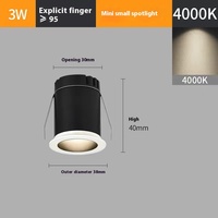 24 degrés 3W 5 Watt 7W 9W Spot lumineux encastré au plafond à LED, anti-éblouissement profond