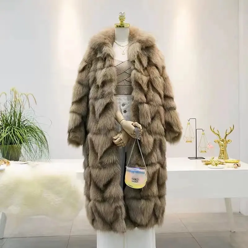 Kış sıcak sıcak satış modeli gerçek tilki kürk uzun kadın ceket artı boyutu büyük boy kürk ceket