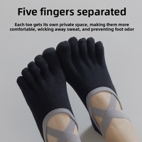Chaussettes antidérapantes à cinq doigts personnalisées en gros pour femmes, idéales pour le yoga, le pilates, la danse et l'entraînement en intérieur