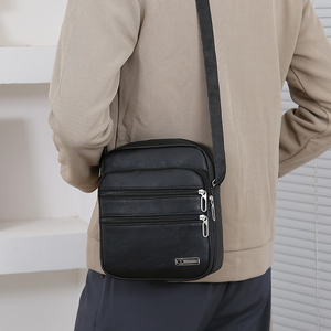 Mala de Laptop <span class=keywords><strong>Vintage</strong></span> Nova para Homens em Couro PU Fashionável Portátil Impermeável Bolsa Transversal com Fecho de Zíper para Negócios - Product Image 6