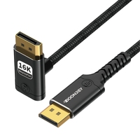 Câble 2.1 mâle vers gauche 16K tressé plaqué or haute vitesse compatible avec home cinéma, téléviseur, moniteur, ordinateur portable