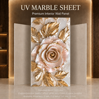 Panel de Pared de PVC con Relieve de Rosa 3D en Dorado MORLENX, Acabado UV, Fácil Instalación para Paredes Decorativas en Boutiques y Proyectos de Interiores