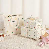 Sacs cadeaux à motif confettis colorés, ensemble de boîtes à rabat magnétique, sacs en papier kraft avec poignée, emballage pour fête d'anniversaire, vente en gros