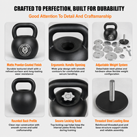 TOPTONS - Kettlebell Ajustable de 32 kg con Recubrimiento Electrostático en Negro y 7 Placas de Cambio Plateadas Cromadas