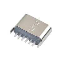 Connecteur femelle USB Type-C 6 broches en cuivre, longueur 5,5 mm, montage vertical DIP, USB-C 6 broches 3,0 A max.