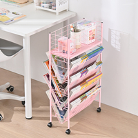 Chariot de rangement mobile multi-niveaux promotionnel pour livres et magazines, étagère verticale pour la maison
