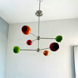 The Orbital Chandelier 6 Arm Mid Century Modern Metal Sputnik <b>Light</b> Fixture Round Multi Color Design Style - Product Image 1