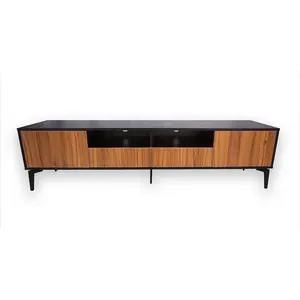 Hedendaagse Home Opslag Entertainment Center Display Walnoot Zwarte Transmit 70 In. Media Console Hout Tv Stand