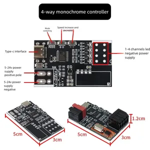 LED-monochroomcontroller, USB programmeerbaar, DC 5-24V, 4 kanalen, 3A per kanaal, stroboscoop-effect, DIY-vliegermodel - Product Image 3