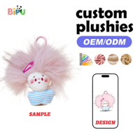 Produsen OEM Gantungan Kunci Boneka Plush Kustom Bernuansa Personalitas, Logo Bordir Seri Boneka Gila, Gantungan Tas Mini dari Bahan Katun Plush