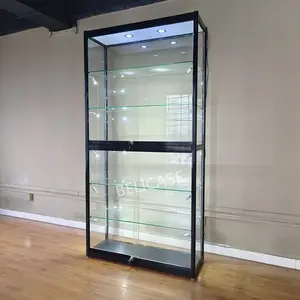 Commercial Glass Display Case, Full Vision, Aluminum Frame, Corner Showcase, Cabinet Stand, Hot Sale
