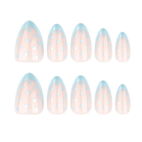 30 pièces de faux ongles en acrylique pour filles, ongles artificiels de haute qualité, motif pois, forme amande, vente en gros