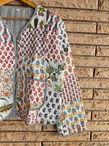 New Arrival 100% Handmade Cotton Quilted Jacket Floral Pattern Casual Boho Style for Women Winter Coat Soft - Product Image 2