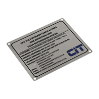 Placa de Identificación de Acero Inoxidable Grabada Personalizada, Placa de Metal con Logotipo Relleno en Negro, Acabado Cepillado y Orificios de Montaje