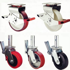 Roue de chariot de chantier robuste en PU, capacité de charge 800 kg, double frein, pivotant <span class=keywords><strong>à</strong></span> 360 degrés, galvanisée <span class=keywords><strong>à</strong></span> chaud - Product Image 4