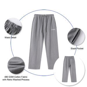 Pantaloni della tuta a gamba dritta Unisex in cotone 100% pesante con Logo personalizzato e pantaloni larghi da 480gsm accettabili - Product Image 2