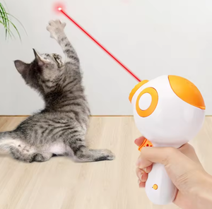 Distributeur de nourriture pour chat moderne et écologique 2-en-1 avec lanceur de jouets pour animaux de compagnie et pointeur infrarouge et laser pour l'entraînement - Product Image 3