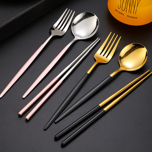 Bồ Đào Nha Hàn Quốc Phong Cách Muỗng Đũa Cắm Trại Di Động Hiện Đại Thép Không Gỉ Dao Kéo Flatware Set - Product Image 2