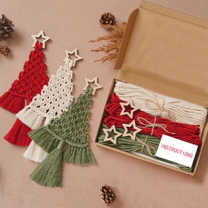Chất Lượng Cao Macrame DIY Cây Giáng Sinh Kit Handmade Bông Sợi Dây Thừng Dệt Hướng Dẫn Với Cross-Biên Giới Bóng Đồ Trang Trí - Product Image 4