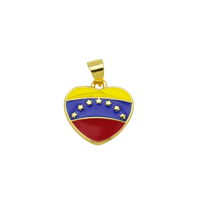 LUOYUNE Breloques carrées en laiton plaqué or 18 carats avec émail, drapeau du Venezuela, pendentifs personnalisés tendance pour la fabrication de bijoux