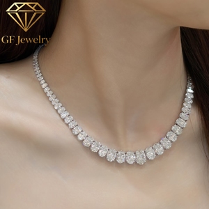 Collier tennis GF Jewelry pour femme, diamant de laboratoire taille brillant rond, or blanc 14 carats, couleur D, luxe, mariage, certifié IGI - Product Image 2