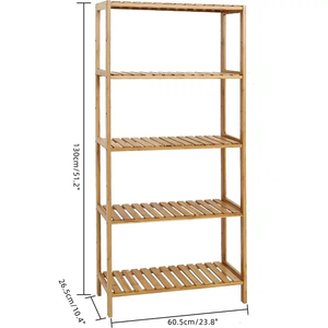 रसोई बाथरूम लिविंग रूम के लिए 5-टियर बांस भंडारण रैक लकड़ी की किताब शेल्फ स्थायी लैसर - Product Image 2