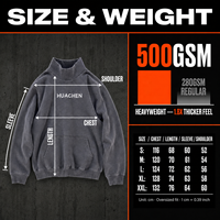 Sweat-shirt à col montant en coton épais 420 g/m² délavé à l'acide, style vintage oversize streetwear pour homme, pull sans cordon