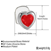 BES Red Heart 5A CZ Brass Single Teeth Grillz pour Femmes et Hommes, Bijoux Hip Hop, Accessoire de Fête, Halloween, Vente en Gros Usine