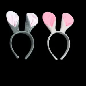 Factory Direct Supplier wholesale easter party Hot Pink/white long ears Bunny/Rabbit Ears Plush Headband