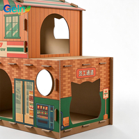 Maison pour chat en carton ondulé à 2 étages, villa duplex avec griffoir, condo en carton à double étage pour plusieurs chats d'intérieur