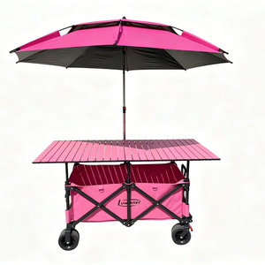 Carrito de Viaje/Camping Plegable Todo en Uno con Altura Ajustable, Mesa Enrollable, Ruedas Todoterreno, Metálico, OEM - Product Image 2